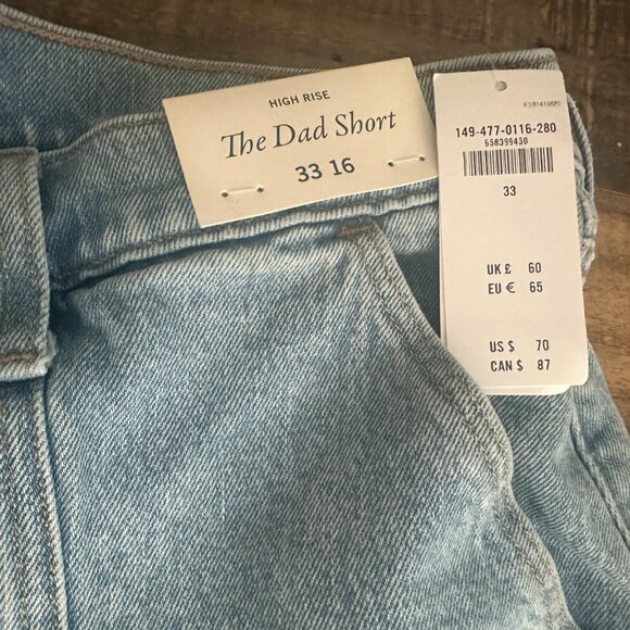 NWT Abercrombie & Fitch Women's High Rise Dad Short Size 33 - Picture 3 of 4